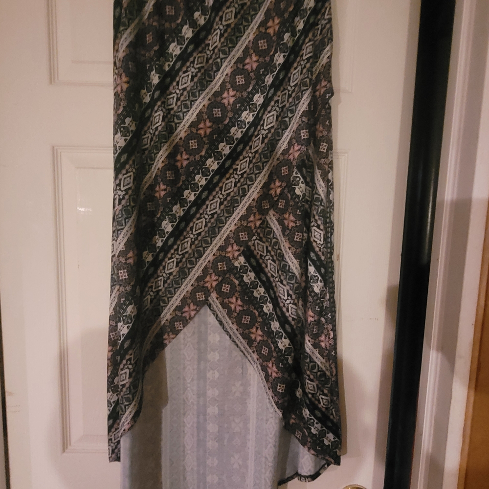 Maurices Blue and Pink Patterned Maxi Skirt